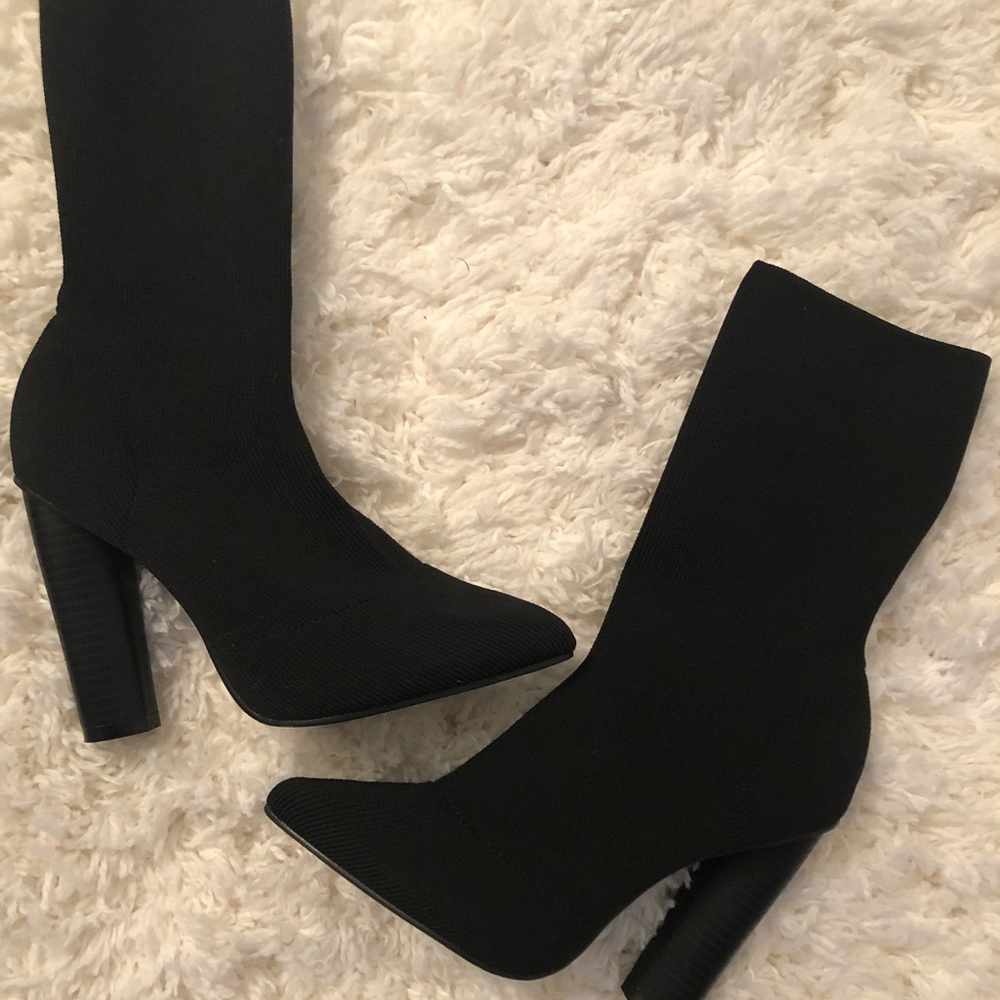 SOLD! Sock booties chunky heel